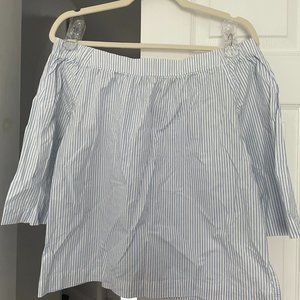 Madewell Clean Off-the-Shoulder Top in Blue & White stripes, sz XS